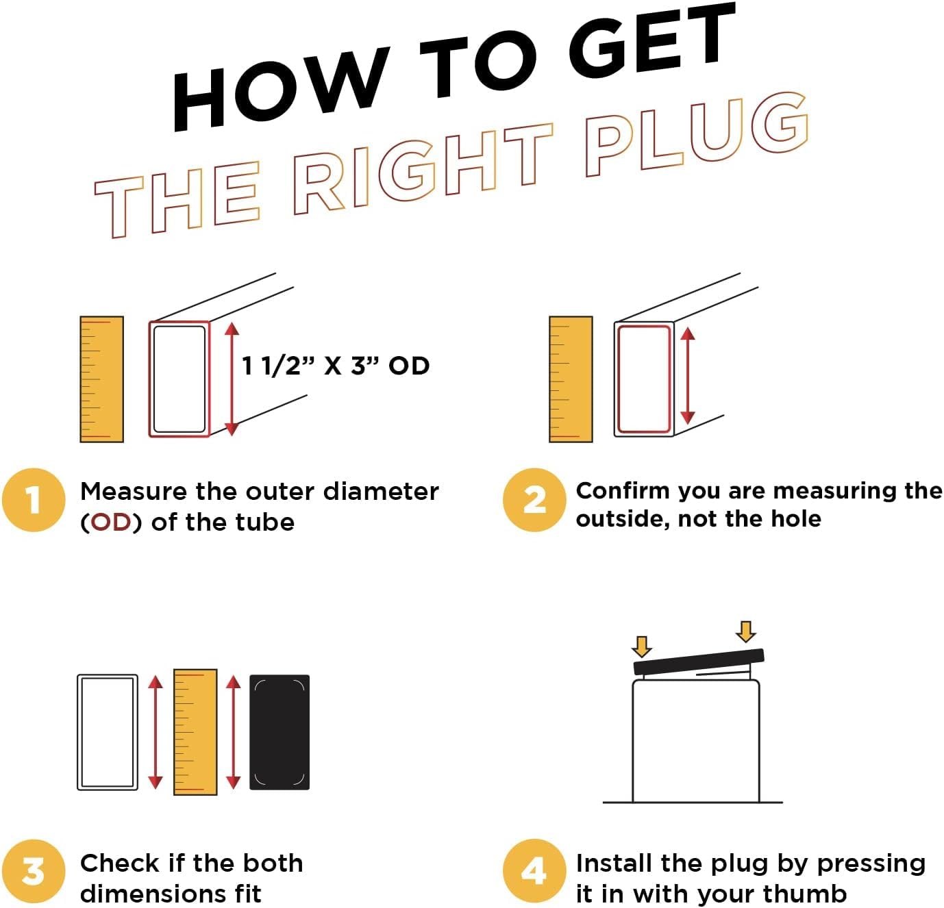 Pack Of 4) Genuine CAPLUGS USA Snap In Rectangular 3 X 2" | 10-14 Ga Steel Pipes/Rods | 2x3 Inches (2.73"-2.83" L - 1.74"-1.83" W ID) Fence Post Finishing Inserts | Fitness Equipment End Plugs - View #2