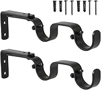 Vista 1 de Soportes de barra de cortina resistentes, soportes ajustables para doble barra, 1 pulgada (2 piezas, negro)