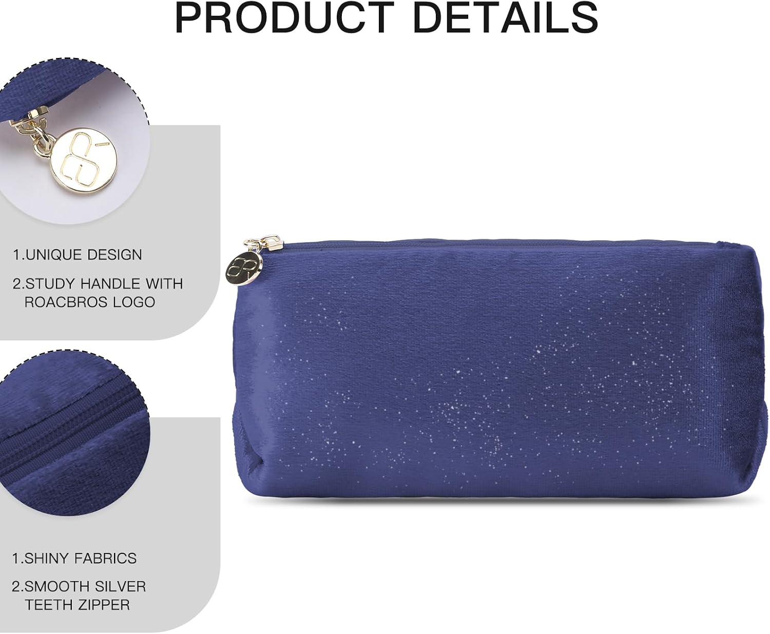 Small Makeup Bag for Purse，Blue Cosmetic Travel Bag for Women, Cute Make Up Pouch for Accessories image 4