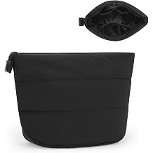 Relavel Mini Makeup Bag, Smaller Cosmetic Pouch for Women, Portable Traveling Car Bag for Essentials with Compartments, Cute Toiletry Bag Organizer, Black