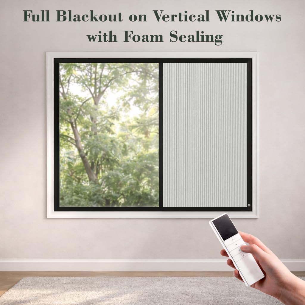 ZSHINE Motorized Blackout Skylight Cellular Shades (93021B Milky White)