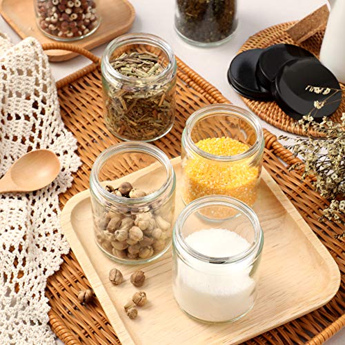 12 Pack, 8 Oz Thick Glass Jars With Lids, Clear Round Candle Jars With 12 Metal Lids & 12 Plastic Lids - Empty Food Storage Containers, Canning Jar For Spice, Powder, Liquid, Sample - Dishwasher Safe #TOP7
