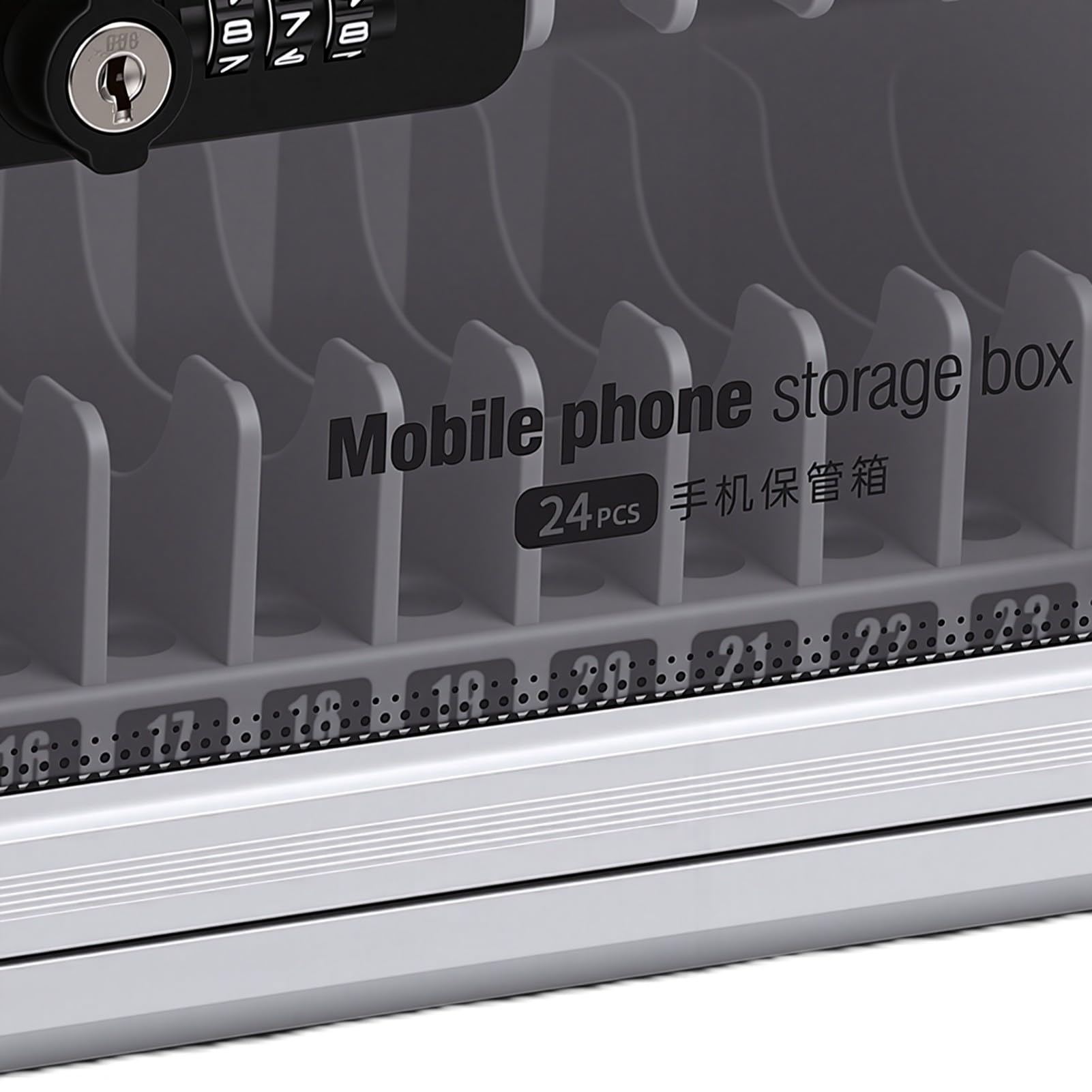 Zunate 24-przedziałowe Pudełko na Telefon Mechaniczne Przenośne Pudełko do Przechowywania Telefonu Komórkowego z Zamkiem Szyfrowym do Zarządzania Laboratorium Szkolnym w Klasie