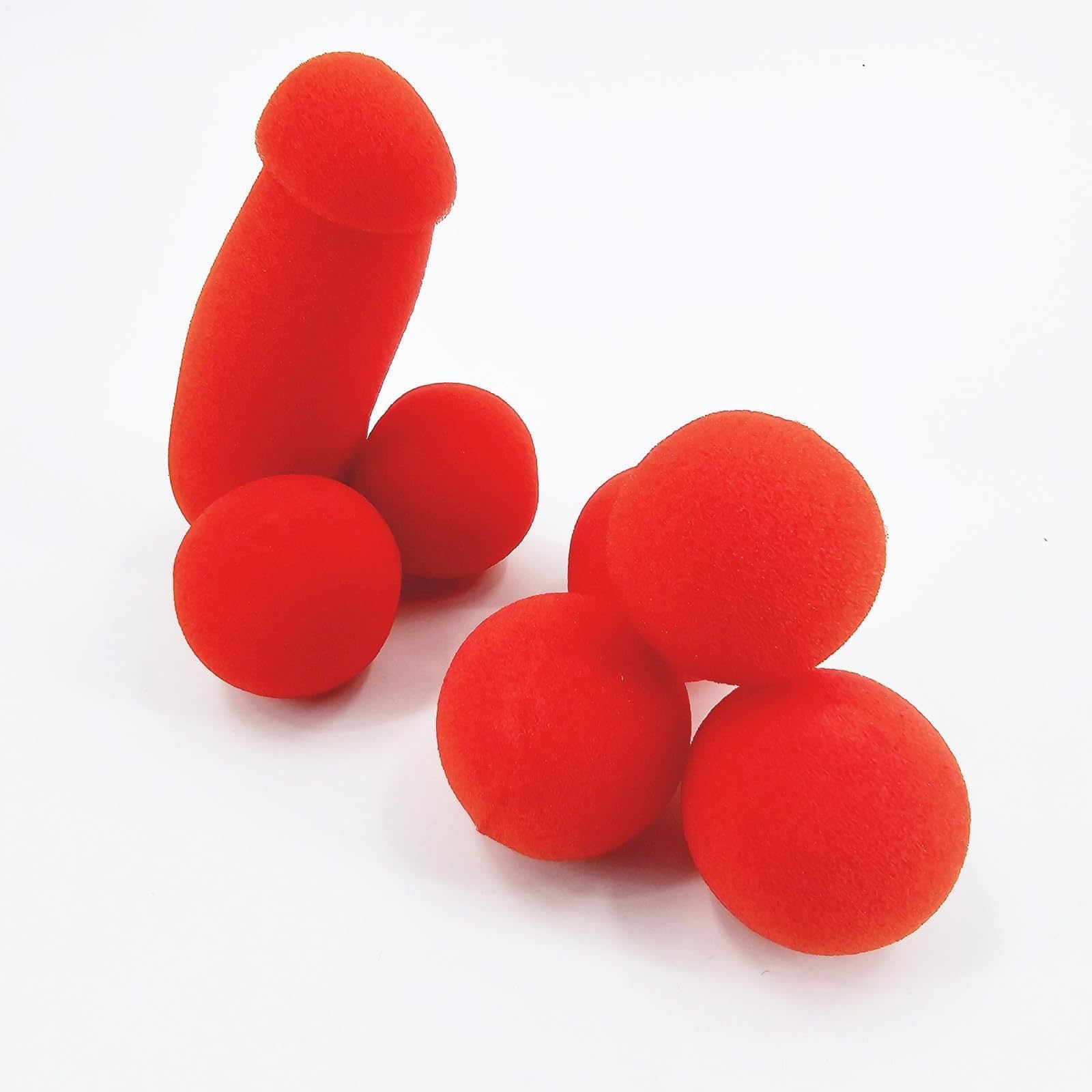 Spugna a forma di banana con 4 palline di spugna rosse, divertenti accessori magici da palcoscenico, gadget scherzosi che stimolano l'immaginazione, per commedia, strada e principianti. ,2pcs