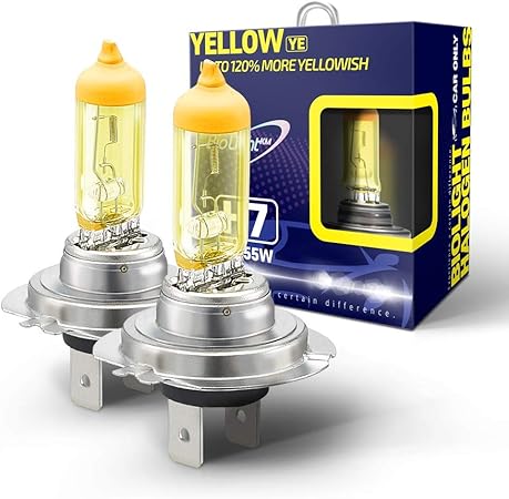 Amazon Biolight Km H7 ヘッドランプ フォグランプ用ハロゲンバルブ 2500k 雨やスモッグの日に視認性の高い Yellow 12v 55w 車検対応 2個入 H7 Ye ハロゲンバルブ 車 バイク
