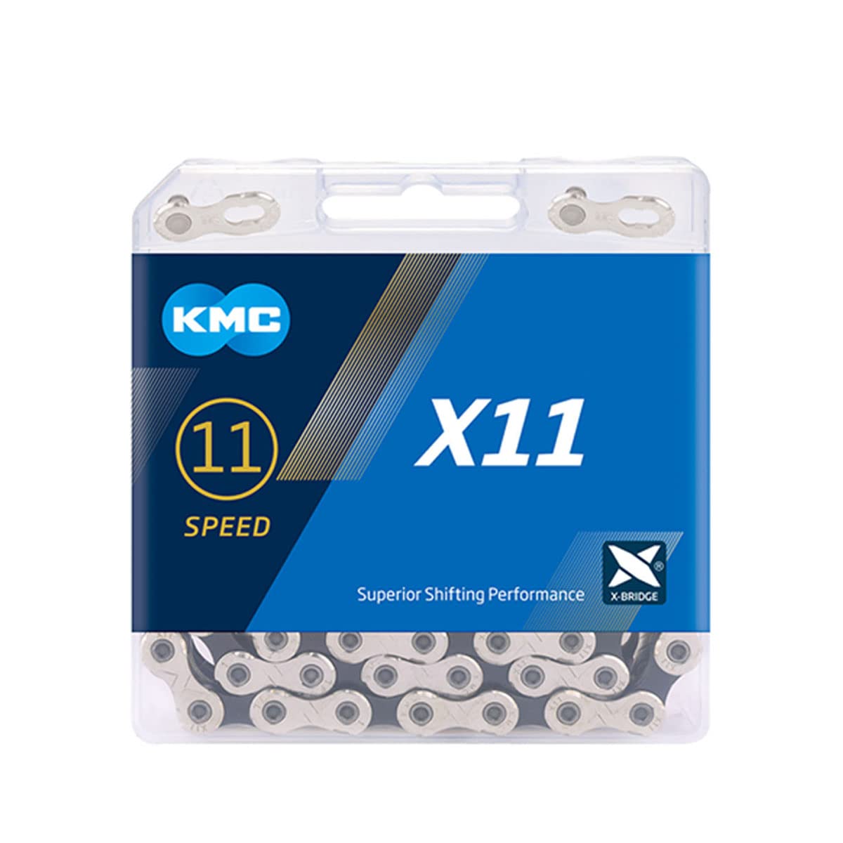 KMC X11 11-Speed Chain 118 Links,Road/Mountain Bike Chain (Silver Black)