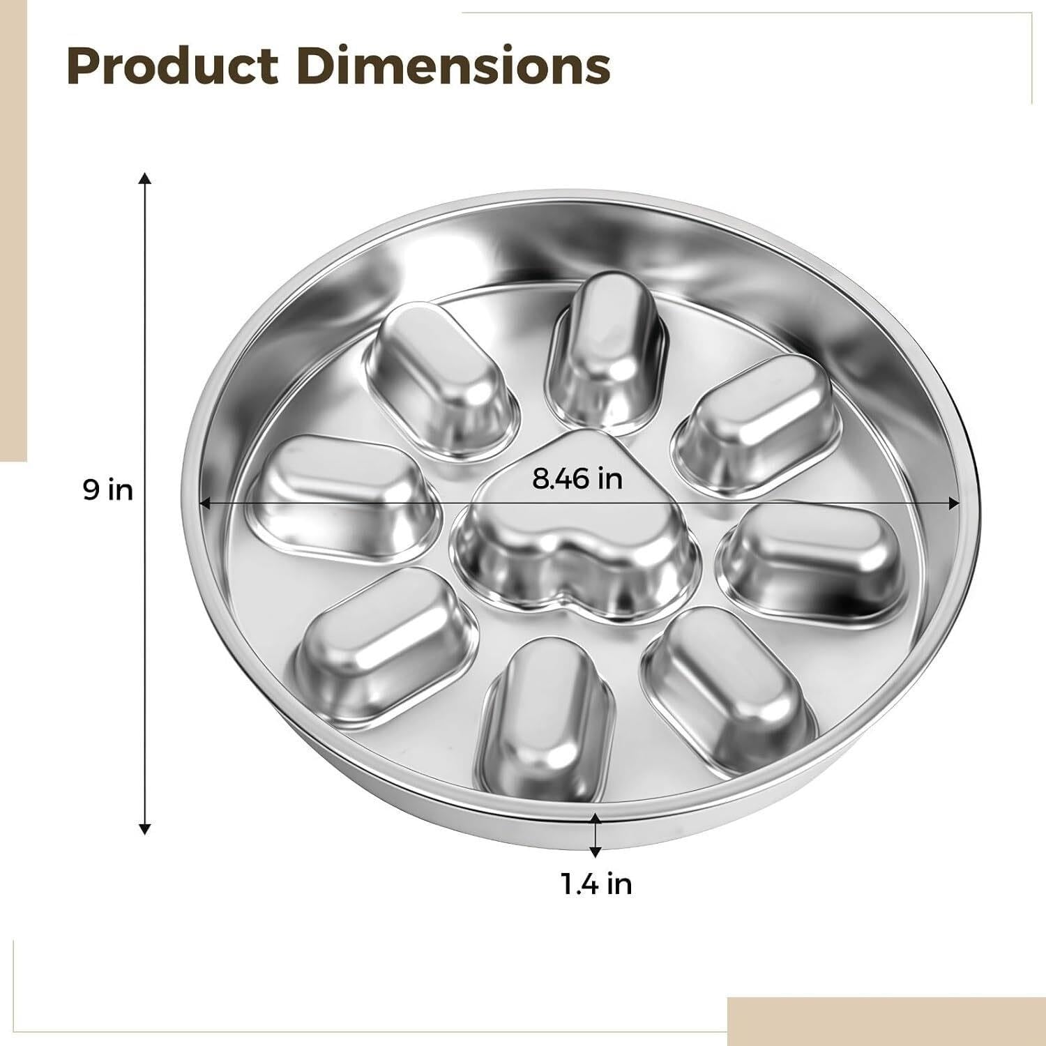 Gamelle for Chien à Alimentation Lente, en Acier Inoxydable, Conception Anti-étranglement, Circulaire avec 9 saillies, antidérapante, for Jeunes Chiens et Chiens