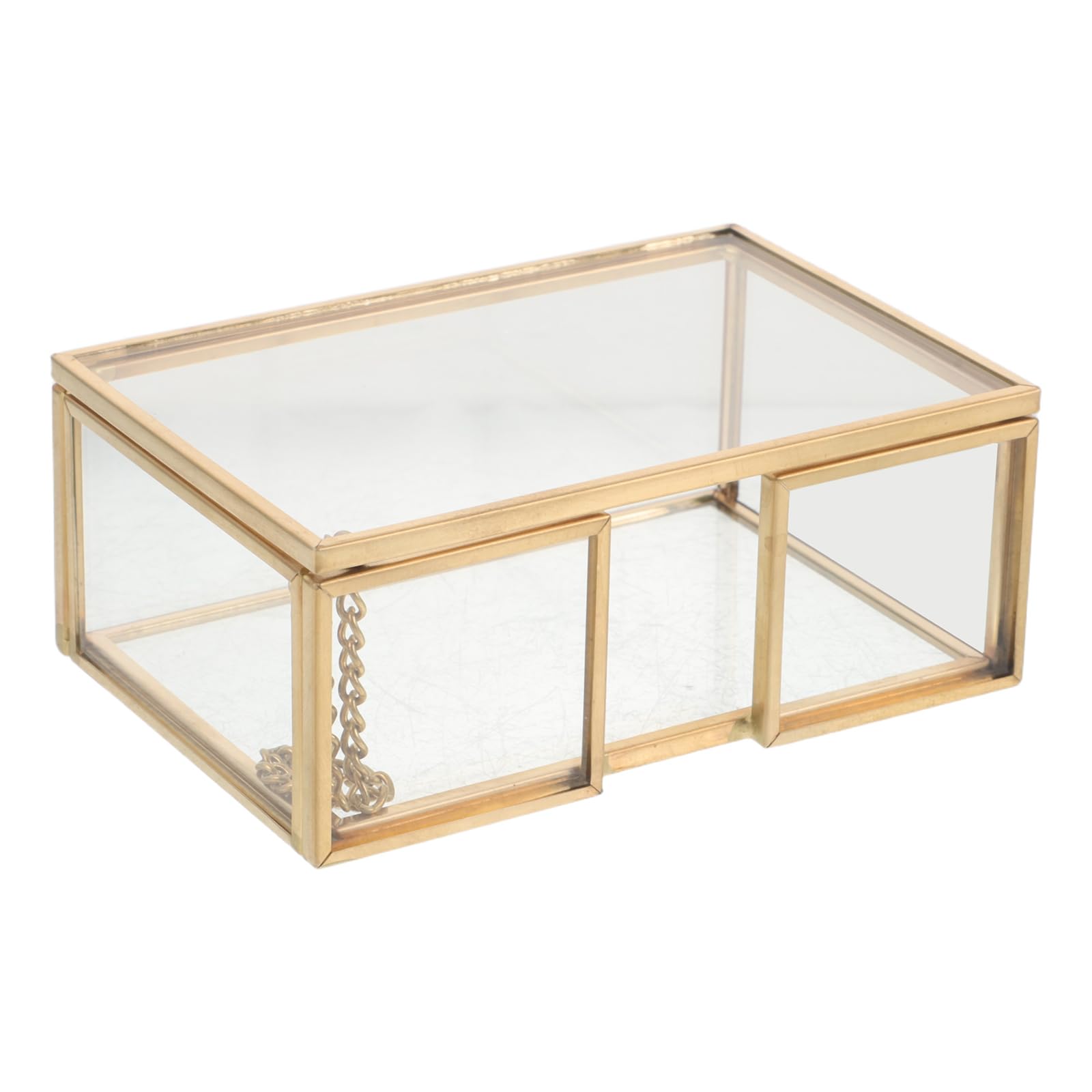 Tarjetero de latón y vidrio PRETYZOOM rectangular para escritorio de oficina 8