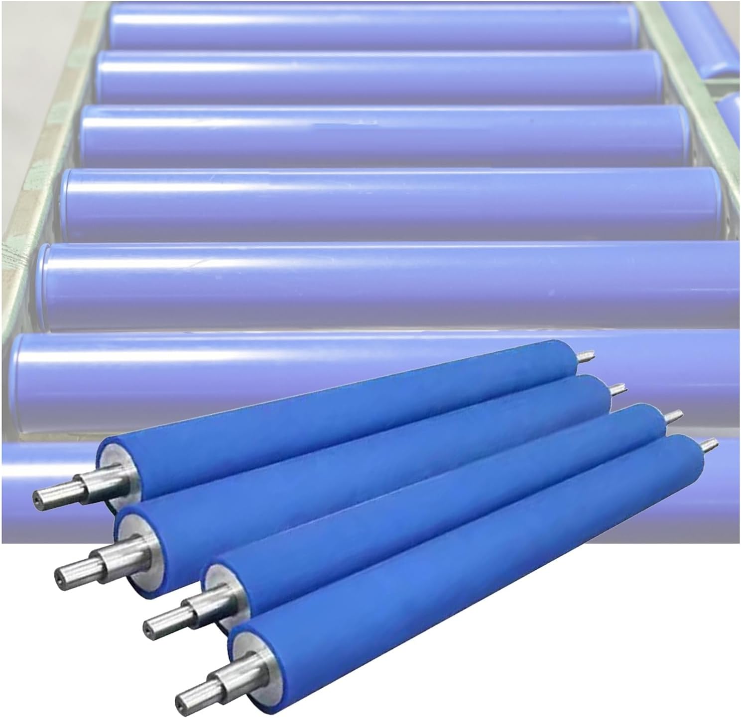 Replacement Conveyor Rollers Polyurethane Coated 4-Pack Industrial Stainless Steel Belt Rollers (35x700mm) for Heavy-Duty Transport Applications