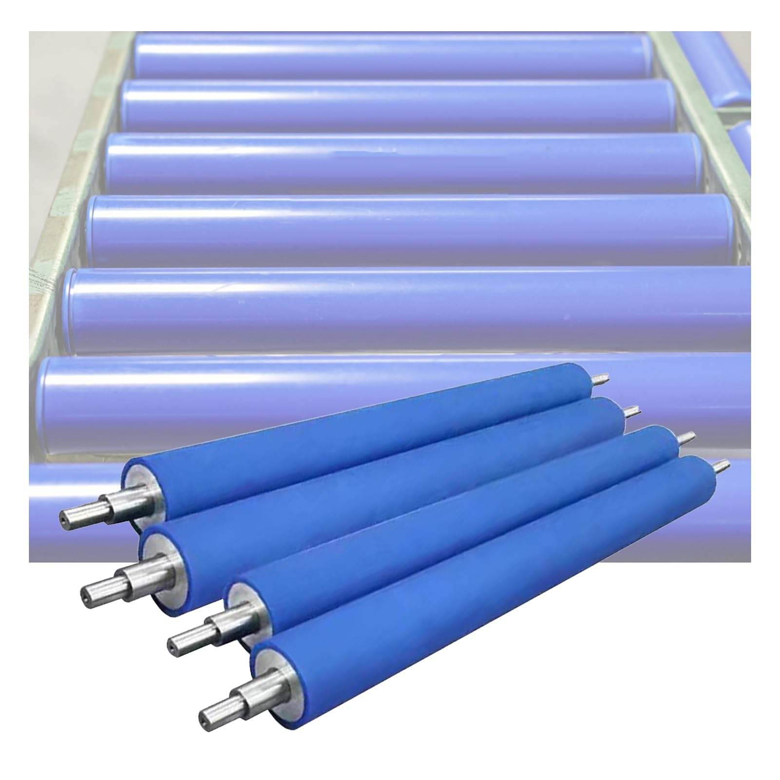 Replacement Conveyor Rollers Polyurethane Coated 4-Pack Industrial Stainless Steel Belt Rollers (35x700mm) for Heavy-Duty Transport Applications
