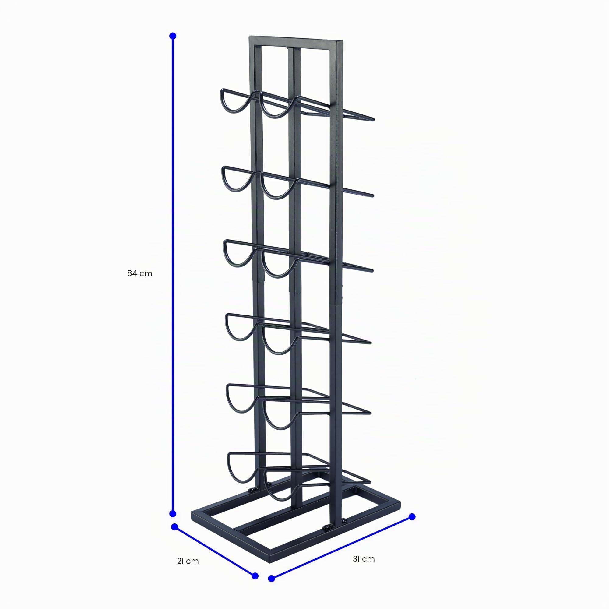 Botellero para botellas 6 o 12 - Gabinete de vino - Portabotellas de vino - Almacenamiento de vinos con sacacorchos - Negro - Recubrimiento en polvo Metal Acero Botelero Estilo industrial