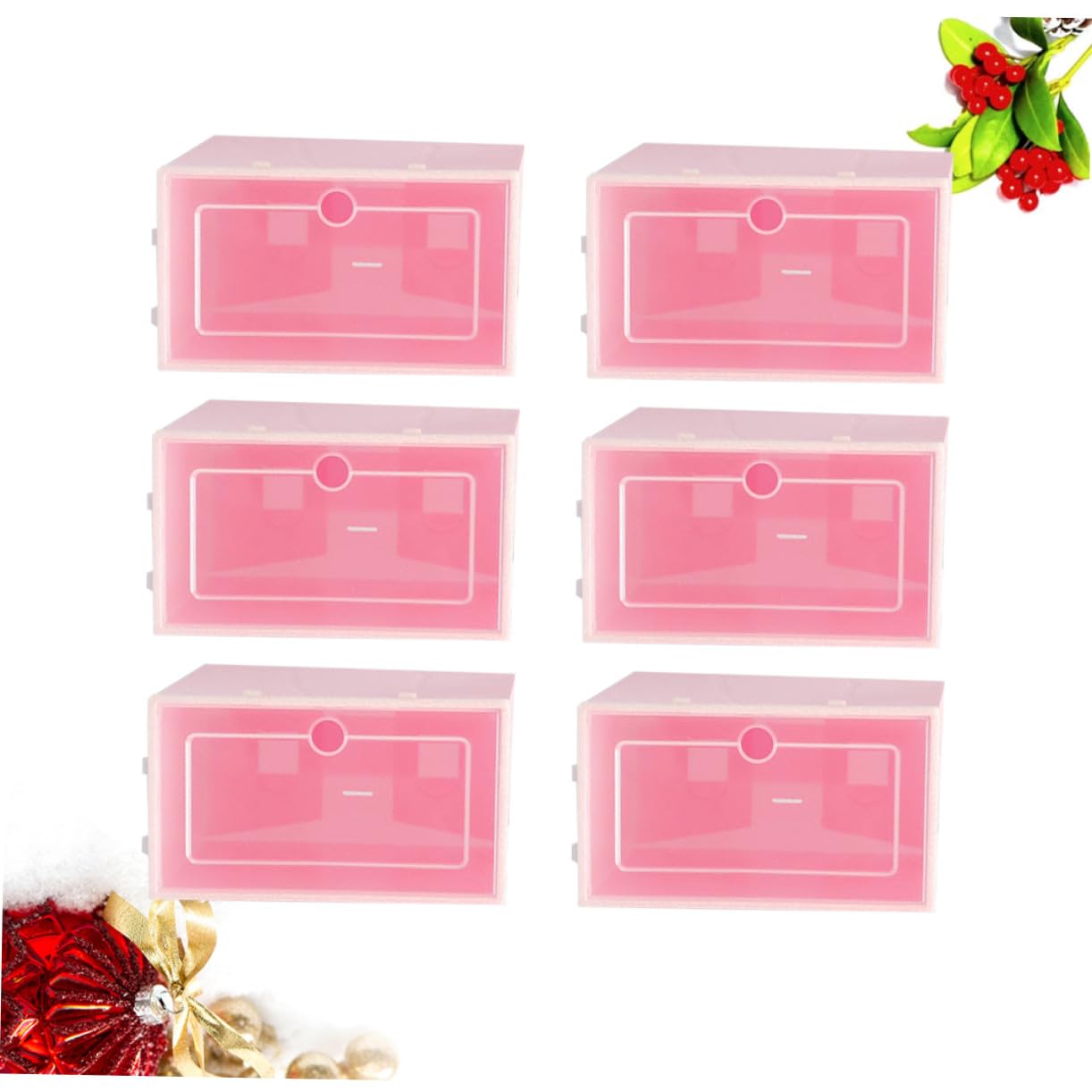 Toyvian Set 6 Pezzi Organizer Scarpe Impilabili Sportello Trasparente in PP Rosa, Scatole per Scarpe Piccole per Casa e Scaffali