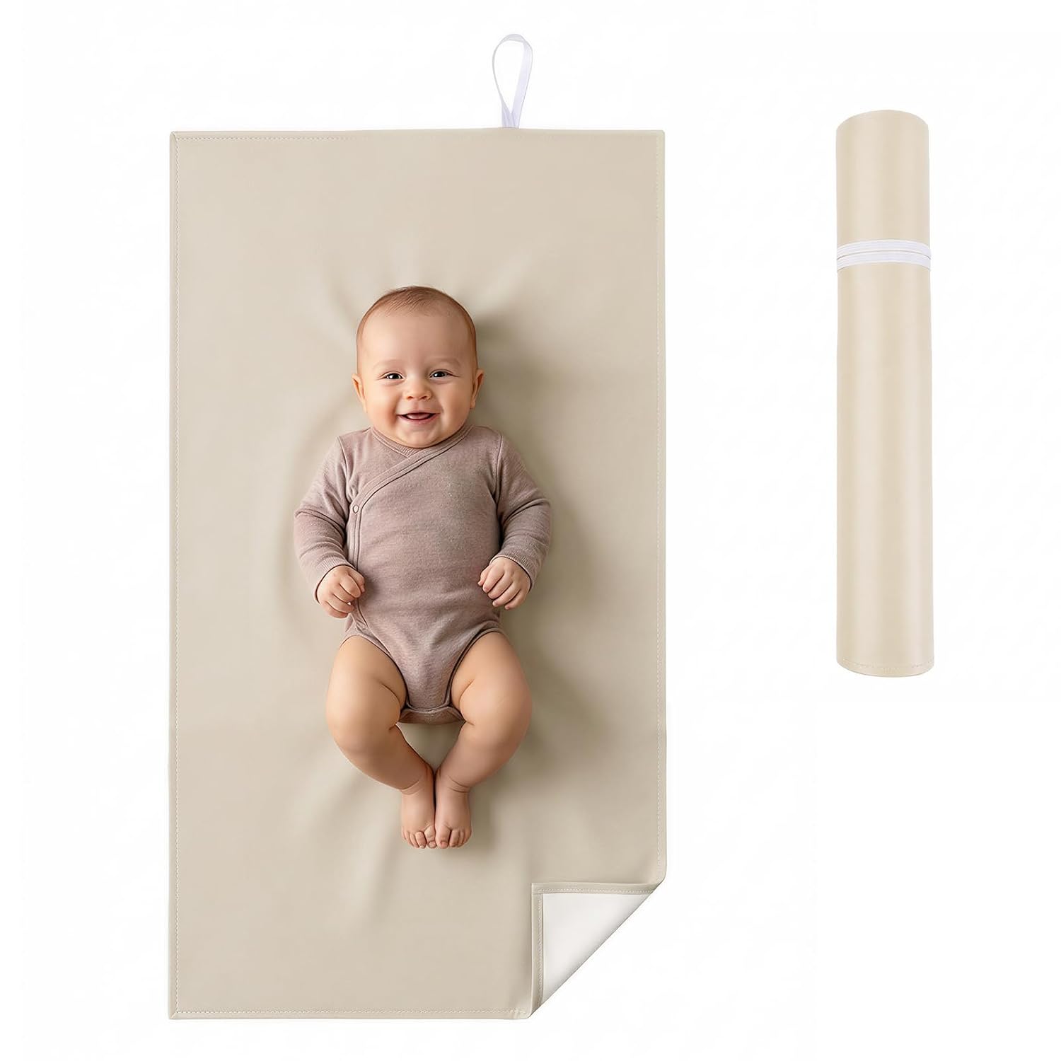 Portable Faux Leather Baby Changing Mat, Waterproof, Wipeable & Foldable Diaper Changing Pad 30x17in, Soft PU Surface Travel Changing Station, Baby Gift for New Parents