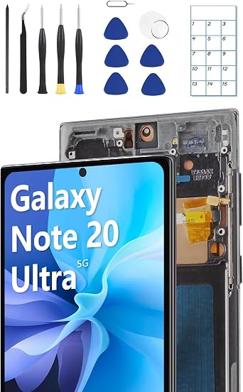 for Galaxy Note 20 Ultra OLED Screen Replacement with Frame and Tools