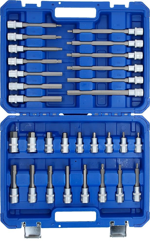 BRILLIANT TOOLS BT022030 Juego de llaves de vaso de 1/2", 30 pzs, perfil de hexágono interior [Powered by KS TOOLS]