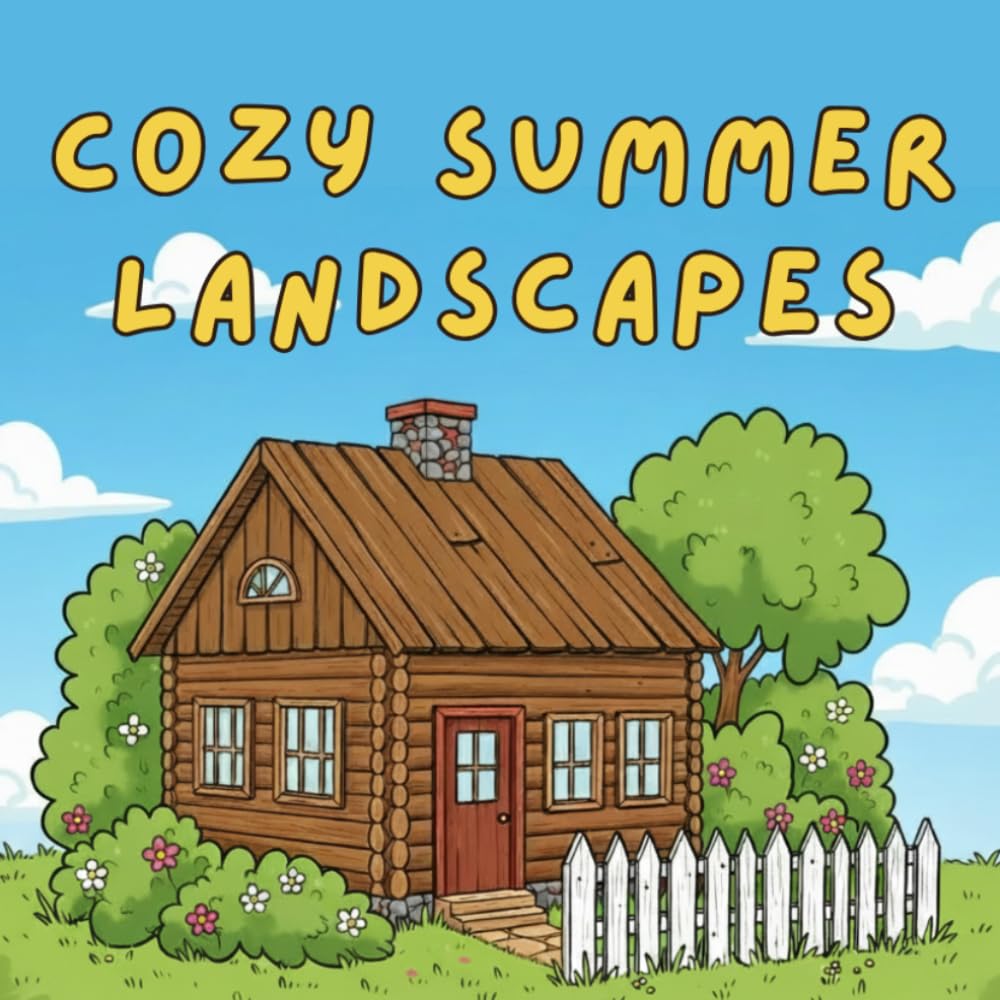 Cozy Summer Landscapes: A Bold & Easy Coloring Book for Adults and Teens with Cozy Summer Scenes of Cottages, Beaches and Nature for Relaxation and Stress Relief