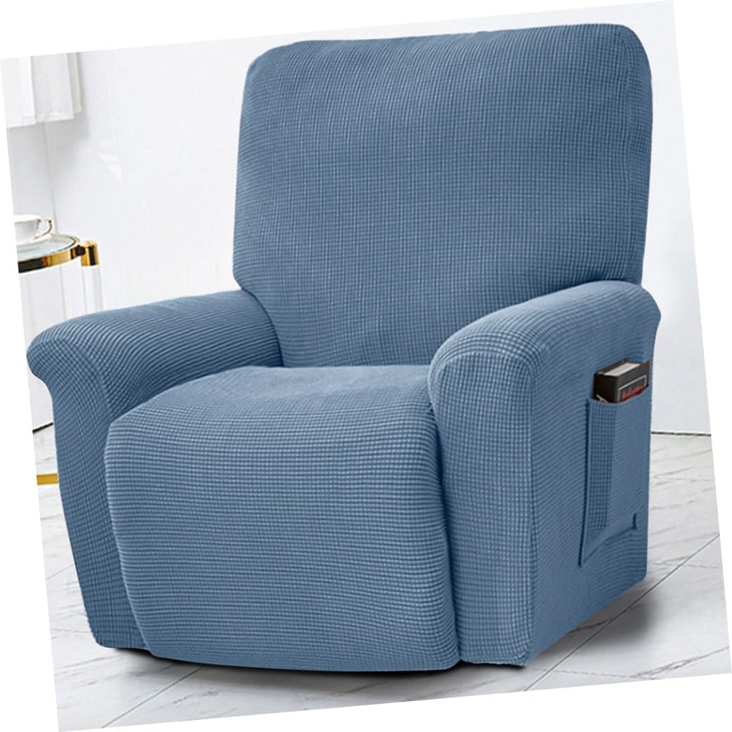 1pc Non-Slip Recliner Chair Cover Stretchy Armchair Slipcover for Massage Sofa Washable Elastic Material Fit Blue for Living Room Protection