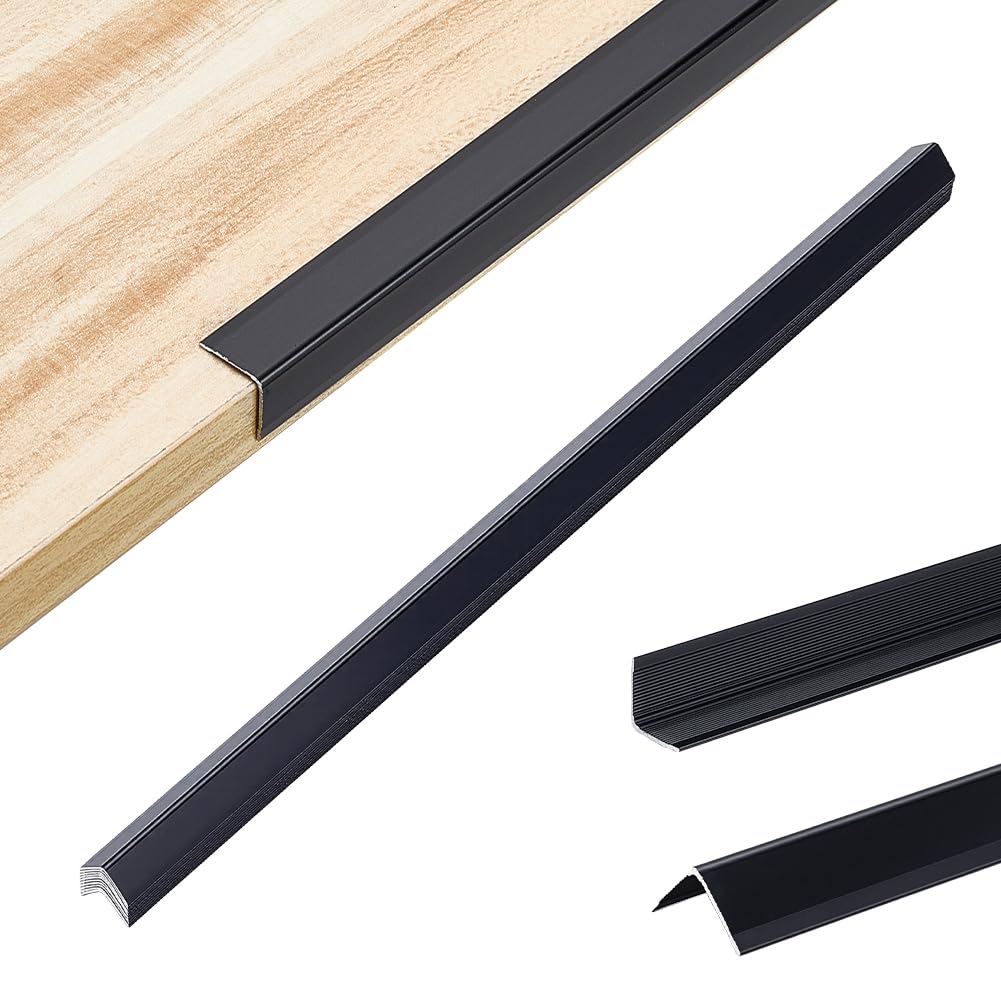 AHANDMAKER 10 Pieces 15.75 Inch Aluminum Self Adhesive Corner Guards Edge Protectors for Walls Furniture Cabinets Kitchen Islands Home Office Protection Decoration, Black