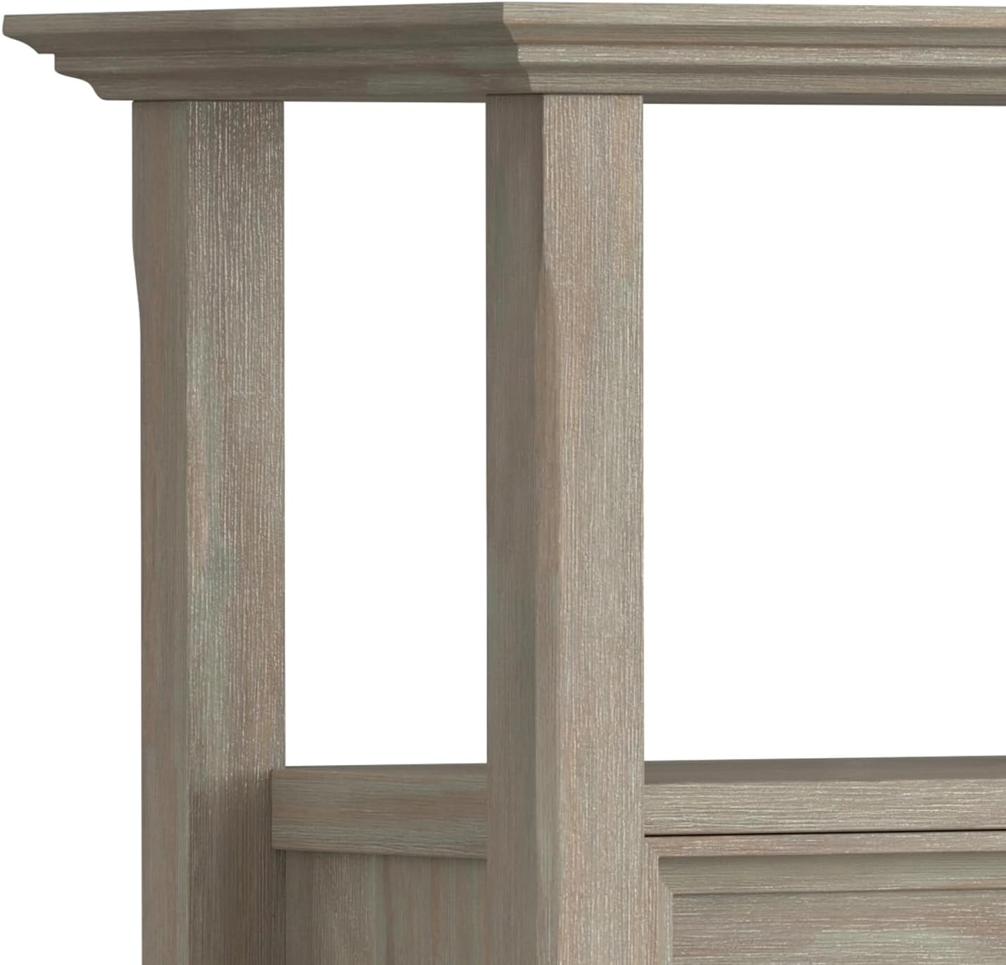 SIMPLIHOME Amherst Console Table - 48 Inch Wide Solid Wood Sofa Table in Distressed Grey, Transitional Storage Table for Entryway or Living Room with 2 Deep Drawers and Large Open Shelf