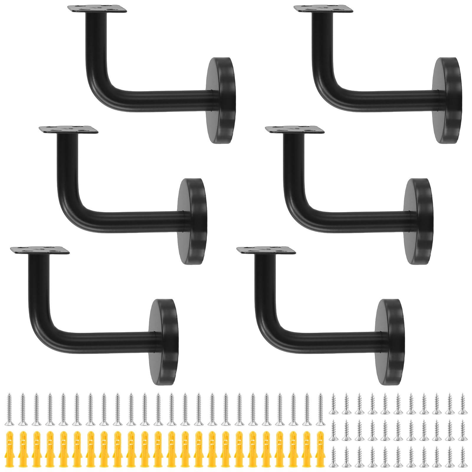 Support main courante acier inoxydable noir 60x80mm | Fixation de rampe d'escalier stable