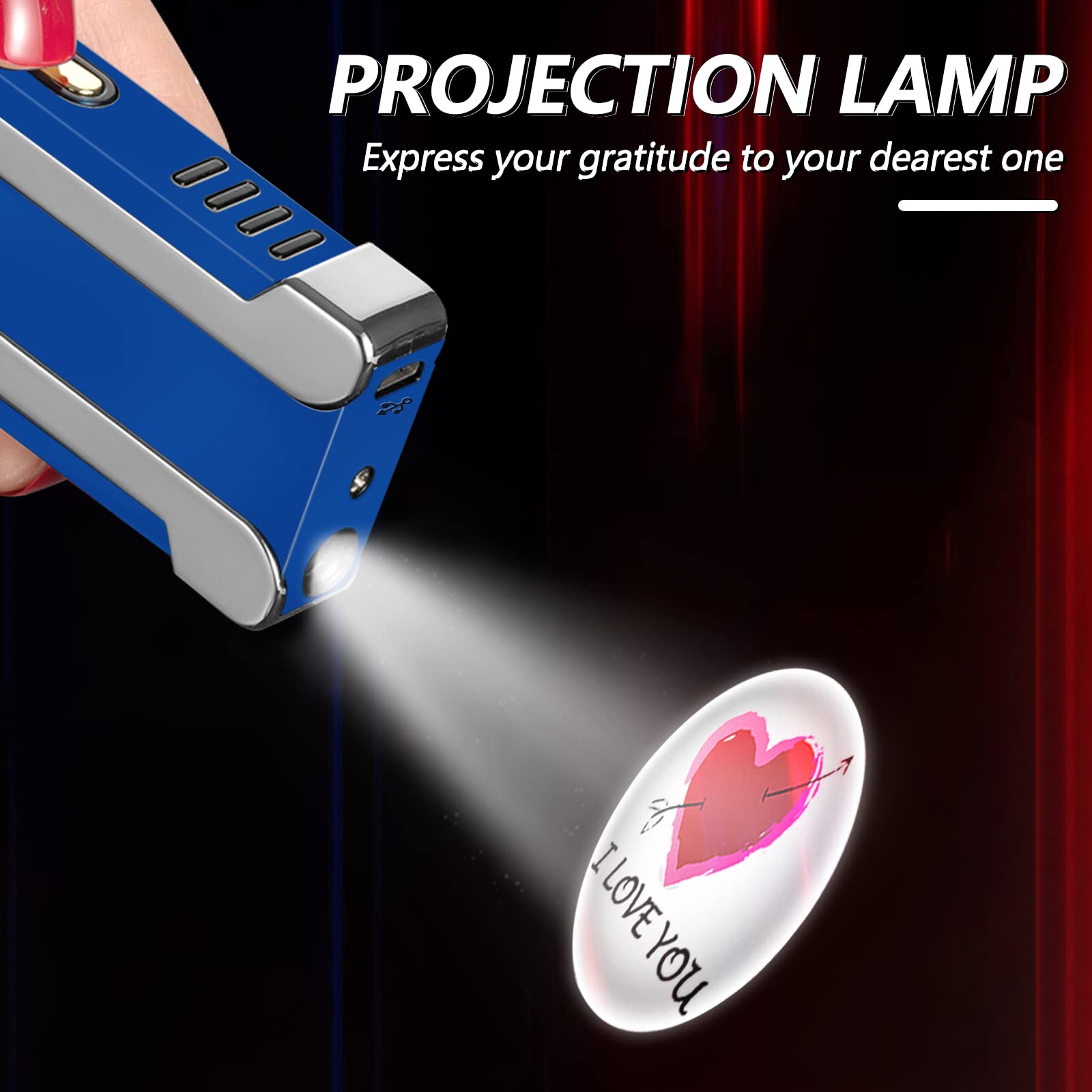 BABOBIU Accendino elettrico ricaricabile USB, antivento, accendino al plasma con luce romantica, design vintage portatile, regalo ideale per lui o lei (blu)