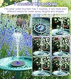 SZMP LED Solar Water Fountain, 3.5W Glass Panel Solar Fountain Pump, Built-in Battery Work on Night, Solar Water Pump with 7 Nozzles & 4 Fixer Water Features for Garden, Bird Bath (White) - Image 5