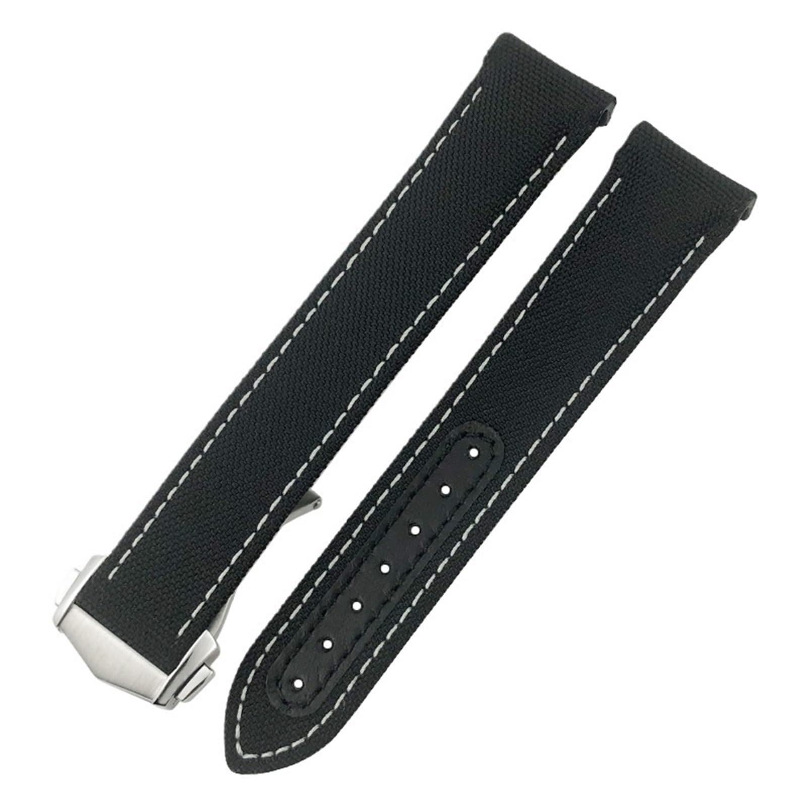 Cinturino in pelle di nylon con fibbia pieghevole 20mm per cinturino orologio Omega Seamaster AQUA TERRA 150 GMT con estremità curva