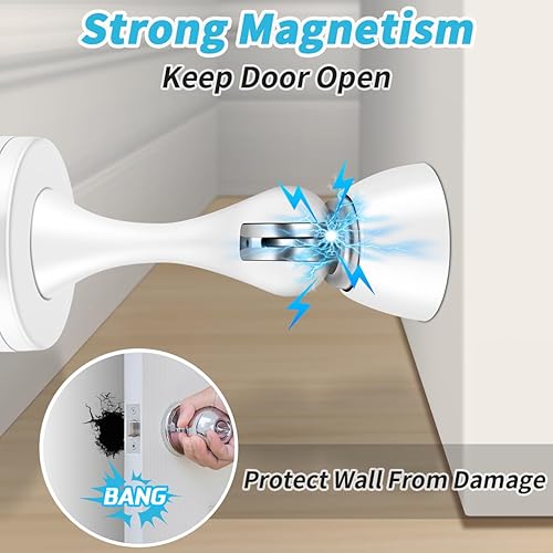 Vista 121 de KOLAKO Topes de puerta, topes de puerta magnéticos, montaje en pared en el suelo, soporte de puerta magnético resistente, cierre suave, tope de Gris