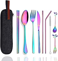 Vista 7 de Juego de cubiertos de madera portátiles para comer utensilios de almuerzo, juego de cubiertos de madera, utensilios de madera reutilizables