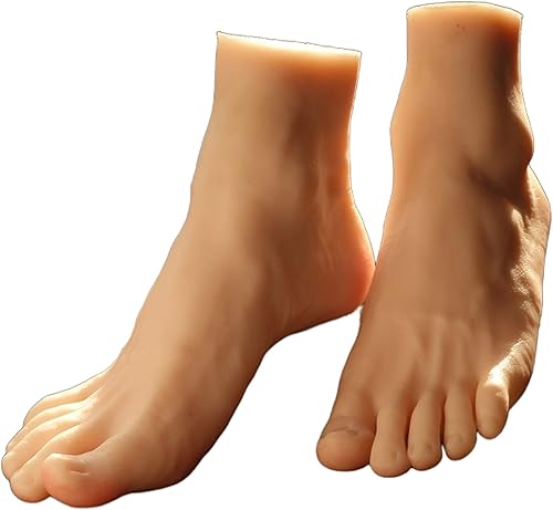 1 par de pies de silicona y de tamaño real para modelos masculinos que pueden exhibir joyas, sandalias, zapatos, calcetines, bocetos artísticos y