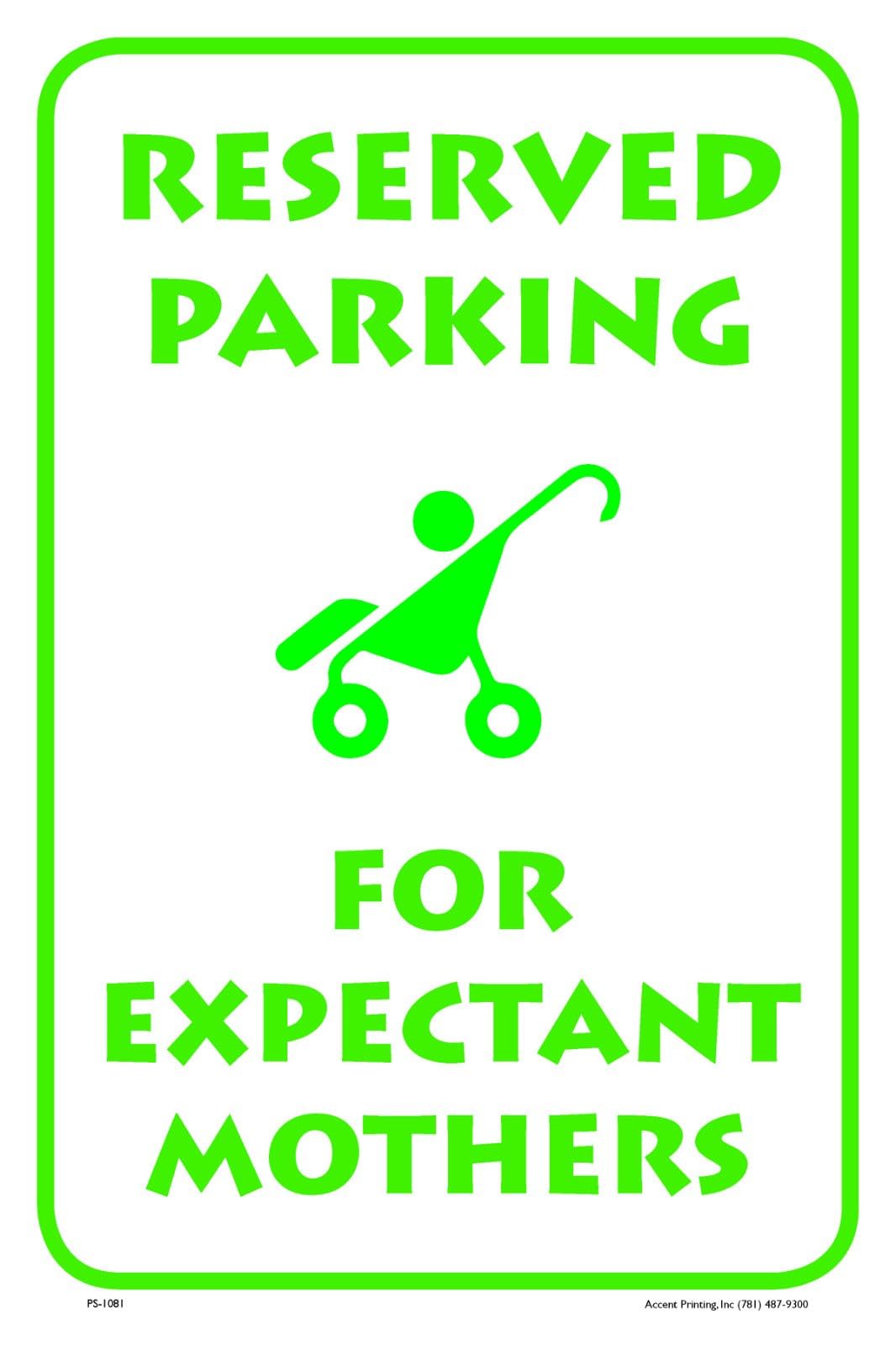 Reserved Parking For Expectant Mothers | Full Color Metal Single-sided Street Parking Sign | Fade Resistant and Weatherproof | Rounded Corners,
