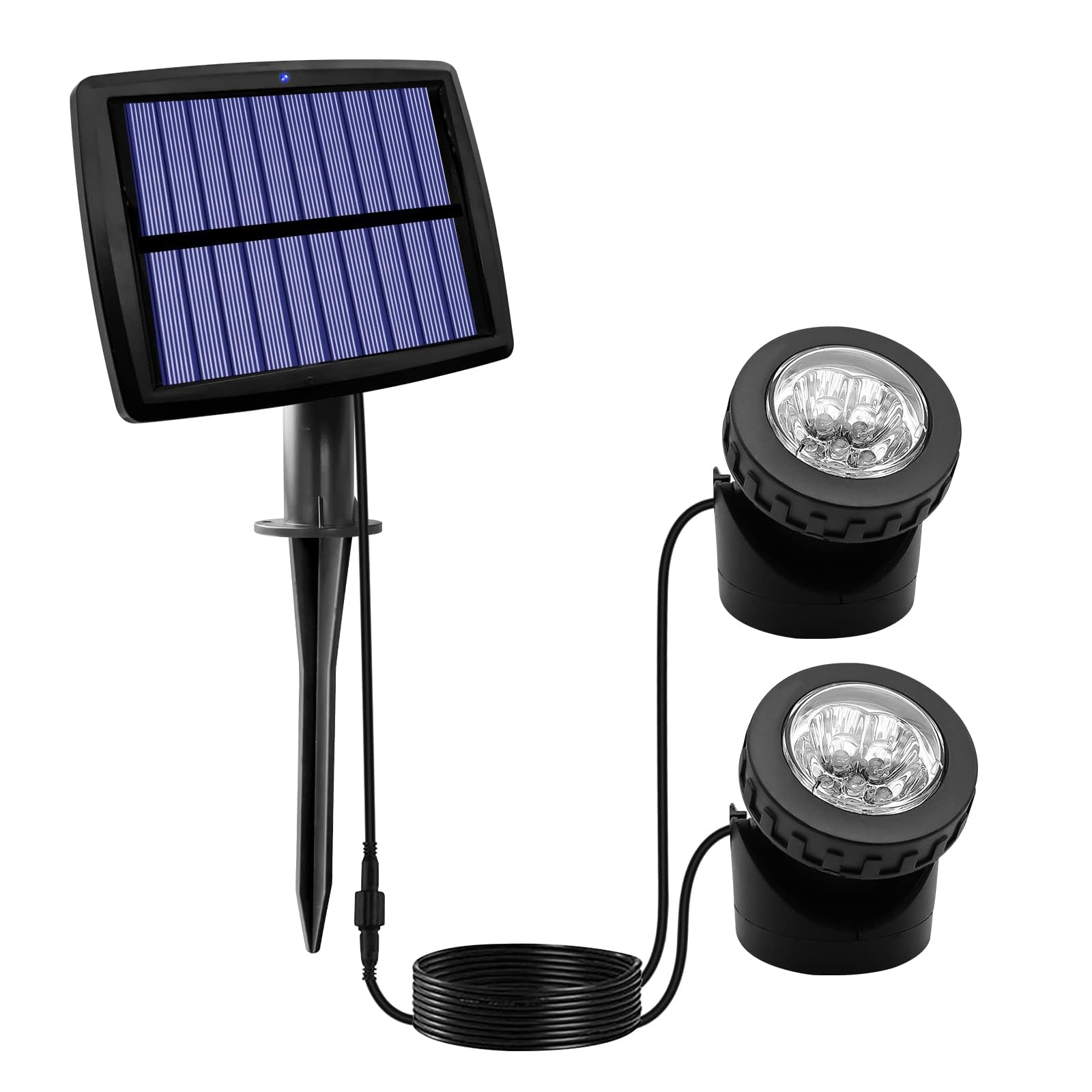 AVEKI Solar Pond Light, Waterproof 12 LED Landscape Spotlight Underwater Lamp, 90° Angle Adjustable & Auto ON/Off, Solar Security Light for Garden Lawn Pool Fish Tank (Warm-Set of 2 Lights)