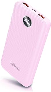 Portable Charger, Compact 10000mAh Power Bank with Type-C Cable, 22.5W Fast Charging External Battery Pack with LED Digital Display for iPhone, Android - Pink