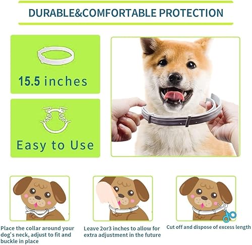 Miniatura 5 de Collar de pulgas para perros, collares de pulgas y garrapatas para perros pequeños, 15.5 pulgadas, protección de 8 meses (paquete de 1), color gris