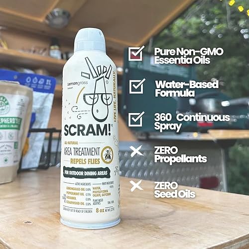 Miniatura 3 de Lemongrass Farms Scram - Spray para superficies exteriores  Crea una zona sin volar  Todo natural con aceite de menta, madera de cedro, geraniol y