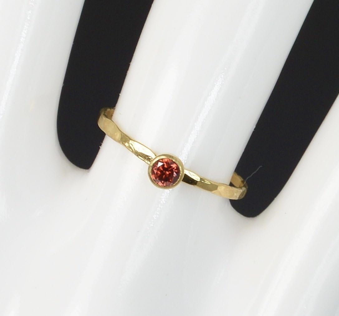 Dainty Solid 14k Gold Garnet Ring