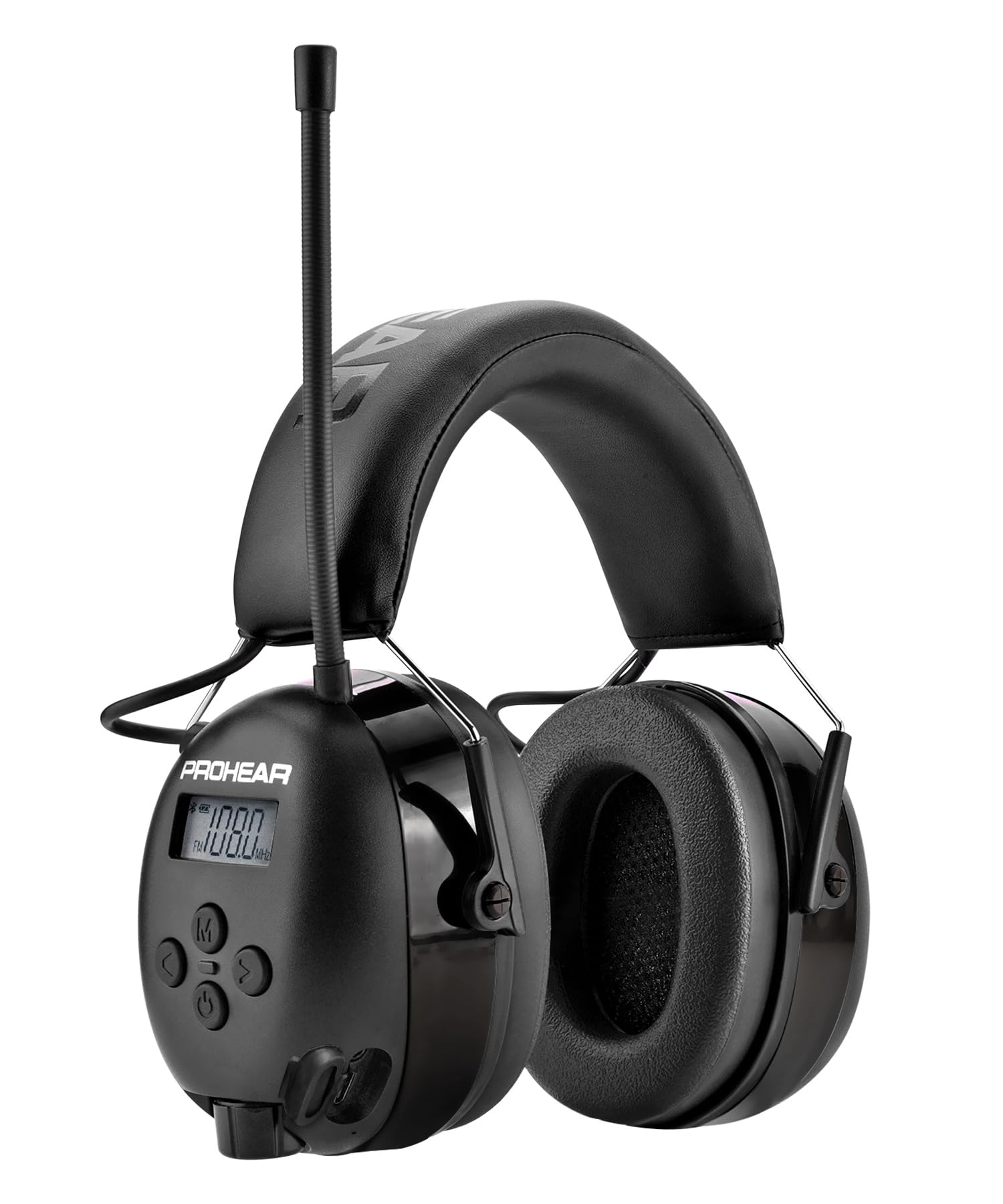 PROHEAR 033 Ochrona słuchu z radiem, SNR31dB – nauszniki z Bluetooth FM/AM, wbudowanym mikrofonem i redukcją hałasu do intensywnych aktywności w czasie wolnym – czarne