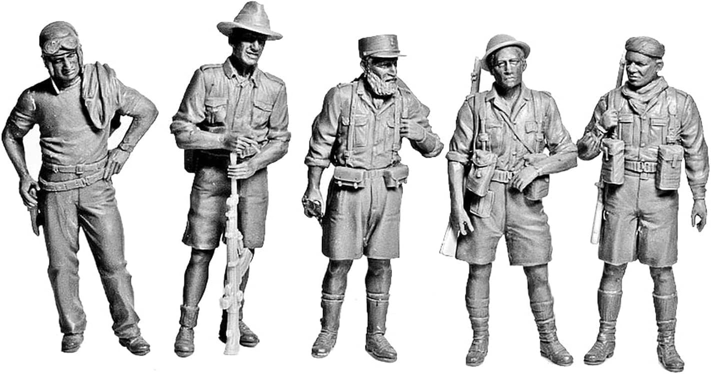 MasterBox MB35094 1/35 British American Confederate & North Africa 4 Infantry + 1 American Tank Soldier Plastic Model
