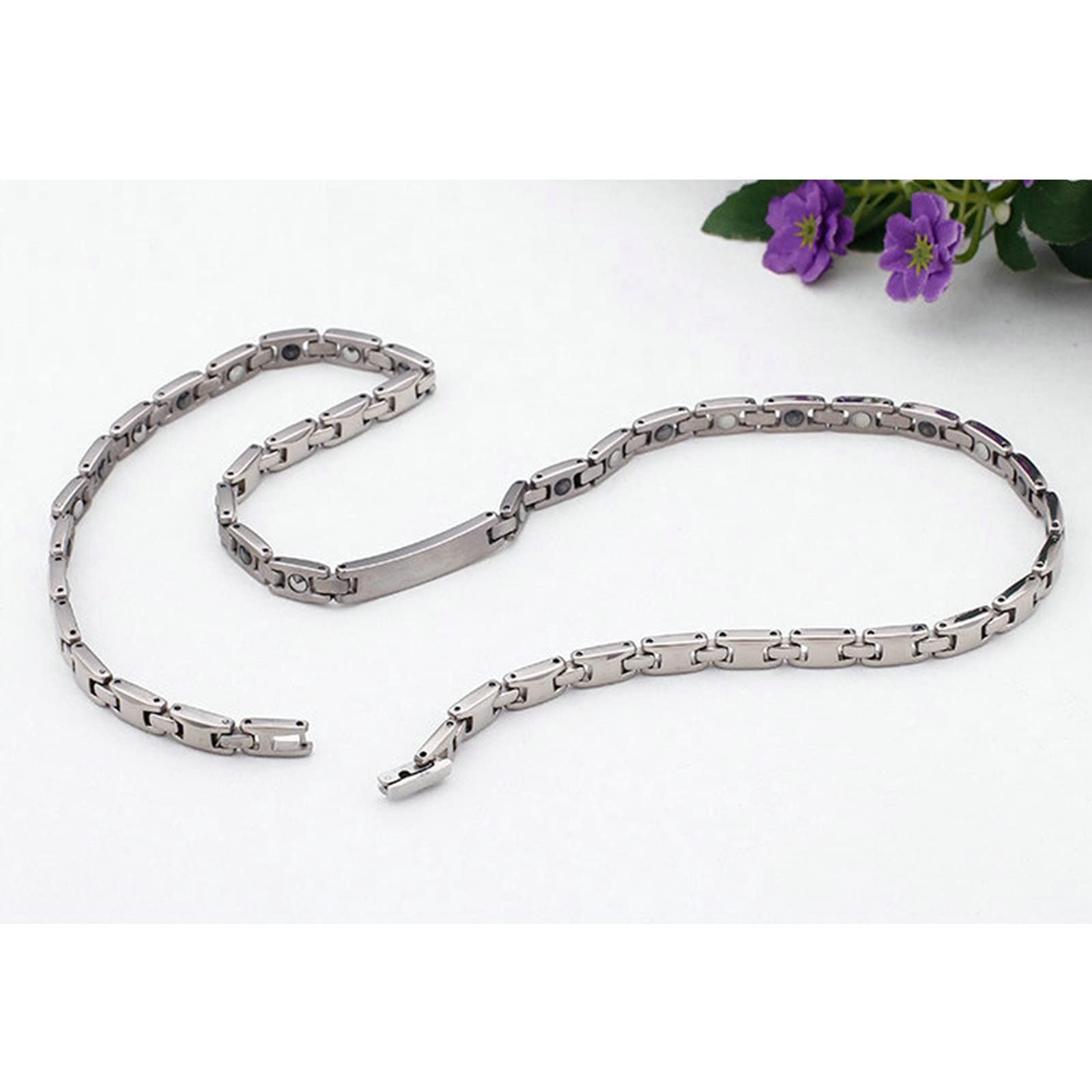 Beydodo Hip Hop Kette Herren 50CM ohne Anhänger, 6-7MM Gliederkette mit Stein Halskette Edelstahl Freundschaftskette Silber Rosegold