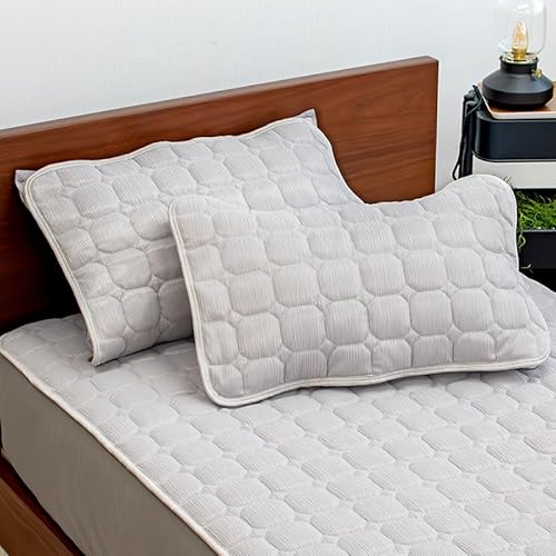 ララナイト 枕パッド 冷感 YANAGI CICA 体圧分散 まくらパッド 枕カバー CICA おしゃれ 肌に優しい 北欧 安眠 快適 シルクプロテイン 通気性 冷感寝具 【1枚】ひんやり(50×70cm シルキーグレー)