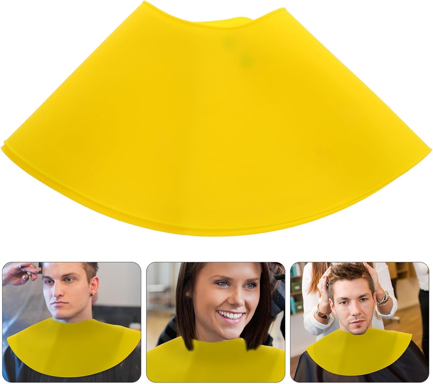 Silicone Haircut Neck Wrap Cape with Adjustable Neckline for Hair Coloring and Barber Use, Easy to Store Hair Salon Neck Guard Cover in Yellow