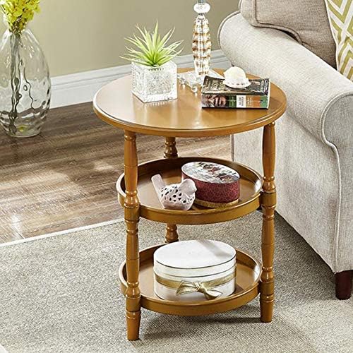 Telephone Table, Small Telephone Coffee Side Table,Living Room Sofa Side Table,Three Layers of Storage,Round Tray Side Table,No Assembly Required(Color:Retro Brown,Size:2