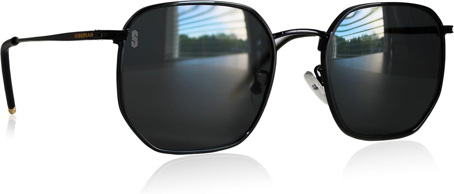 SIBERIAN 100% Real Glass Hexagonal USA Premium 52mm Sunglasses Unisex UV400 Protection Non-Polarized