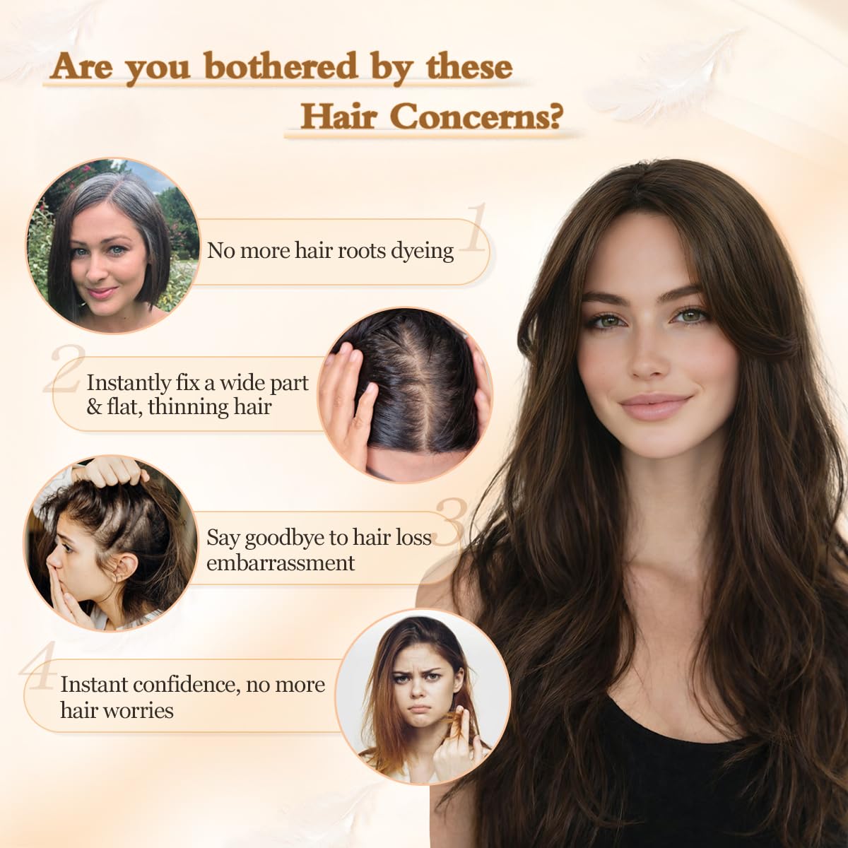 20 Inch Wavy Hair Topper, Seamless Toppers Hairpieces for Women with Thinning Hair, Lightweight & Breathable, Adds Natural Volume, 2 Ways to Wear- Clip In or Invisible Wire