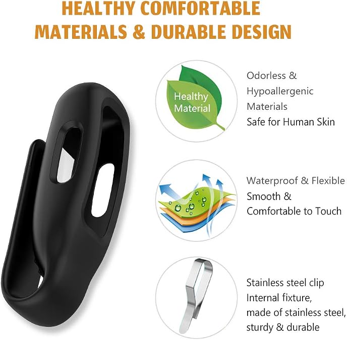 2-Pack Clip Holder Compatible with Fitbit Inspire 2/ Ace 3 Fitness Tracker, Soft Silicone Replacement Case for Inspire 2/Ace 3