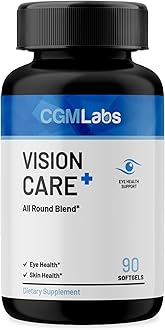 Vison Care Plus - Complete Dietary Supplement for Your Vision- Lutein 20mg, Zeaxanthin, Vitamin A, Bilberry Extract - 90 Softgels by CGM Labs