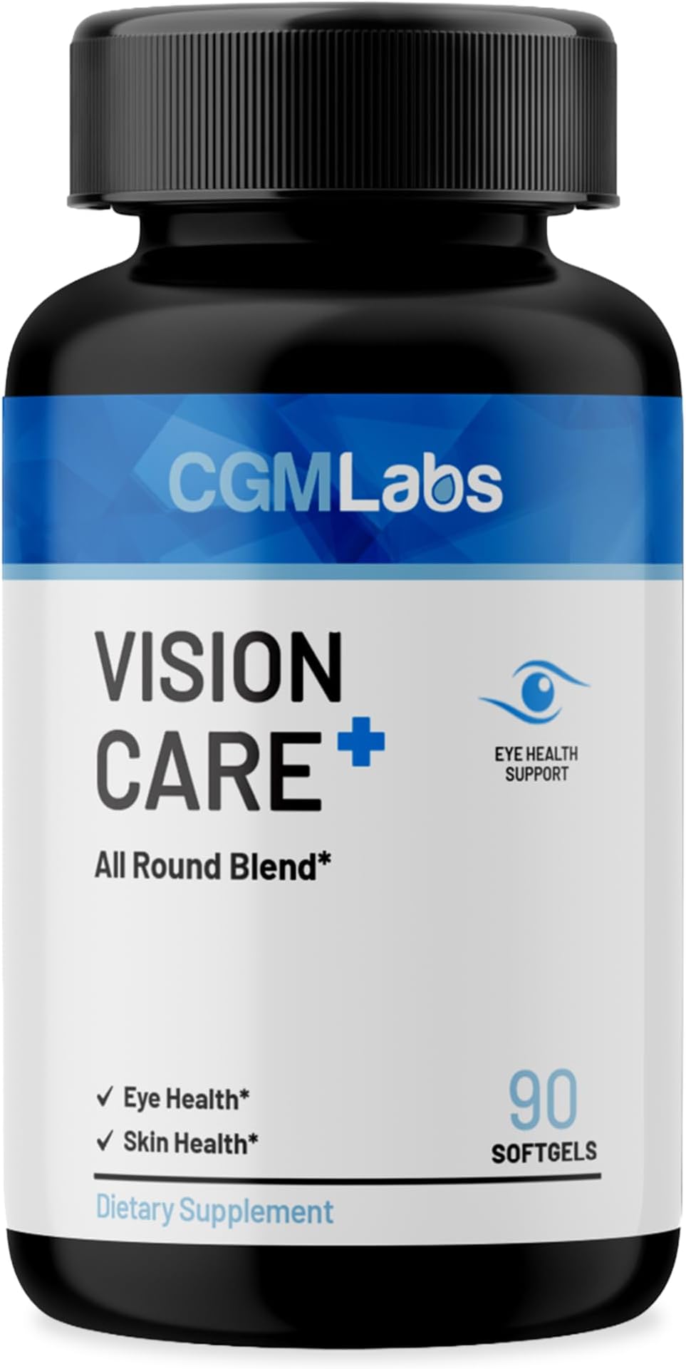 Vison Care Plus - Complete Dietary Supplement for Your Vision- Lutein 20mg, Zeaxanthin, Vitamin A, Bilberry Extract - 90 Softgels by CGM Labs