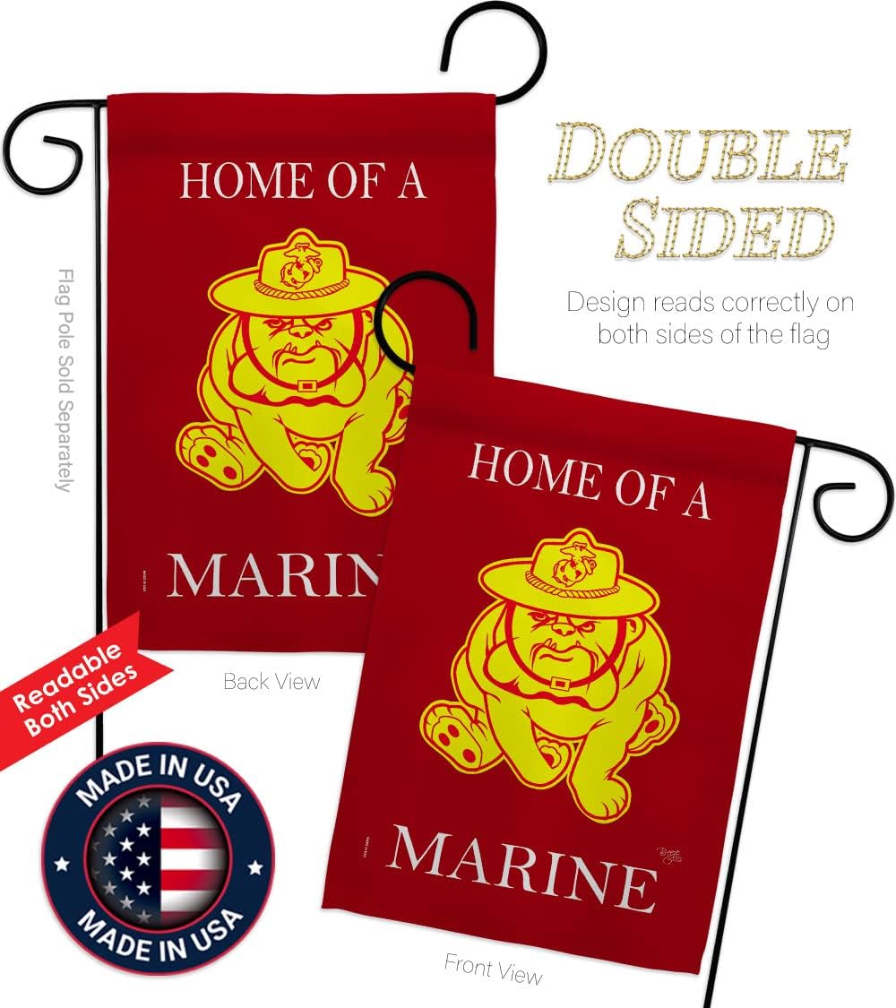 Home of Marine Dog Garden Flag - Set Mailbox Hanger Armed Forces Corps USMC Semper Fi United State American Military Veteran Retire Official - House Banner Small Yard Gift Double-Sided 13 X 18.5