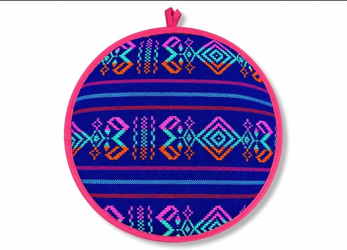 Tortilla Warmer Pouch Microwavable Insulated Cloth Pouch Embroidered fabric with beautiful vibrant colors Keeps Warm for Taco Pizza Bread Tacos Pizza Rolls Insulated Keeper (purple)
