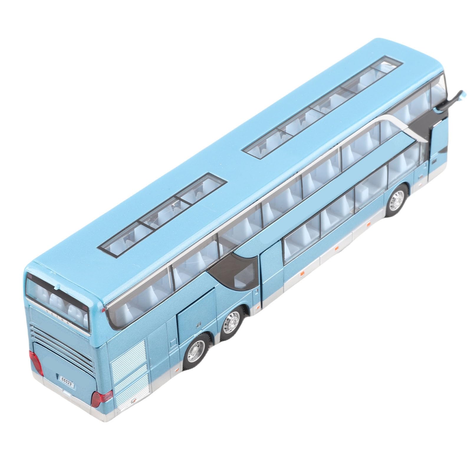 Acouto Elektrisch Spielzeugauto Spielzeugbus Stadtbus Maßstab 1:32 Aluminium Doppeldeckerbus-Modell Bus Spielzeug mit Licht und Musik für Kinder, Geschenkidee (Blau)